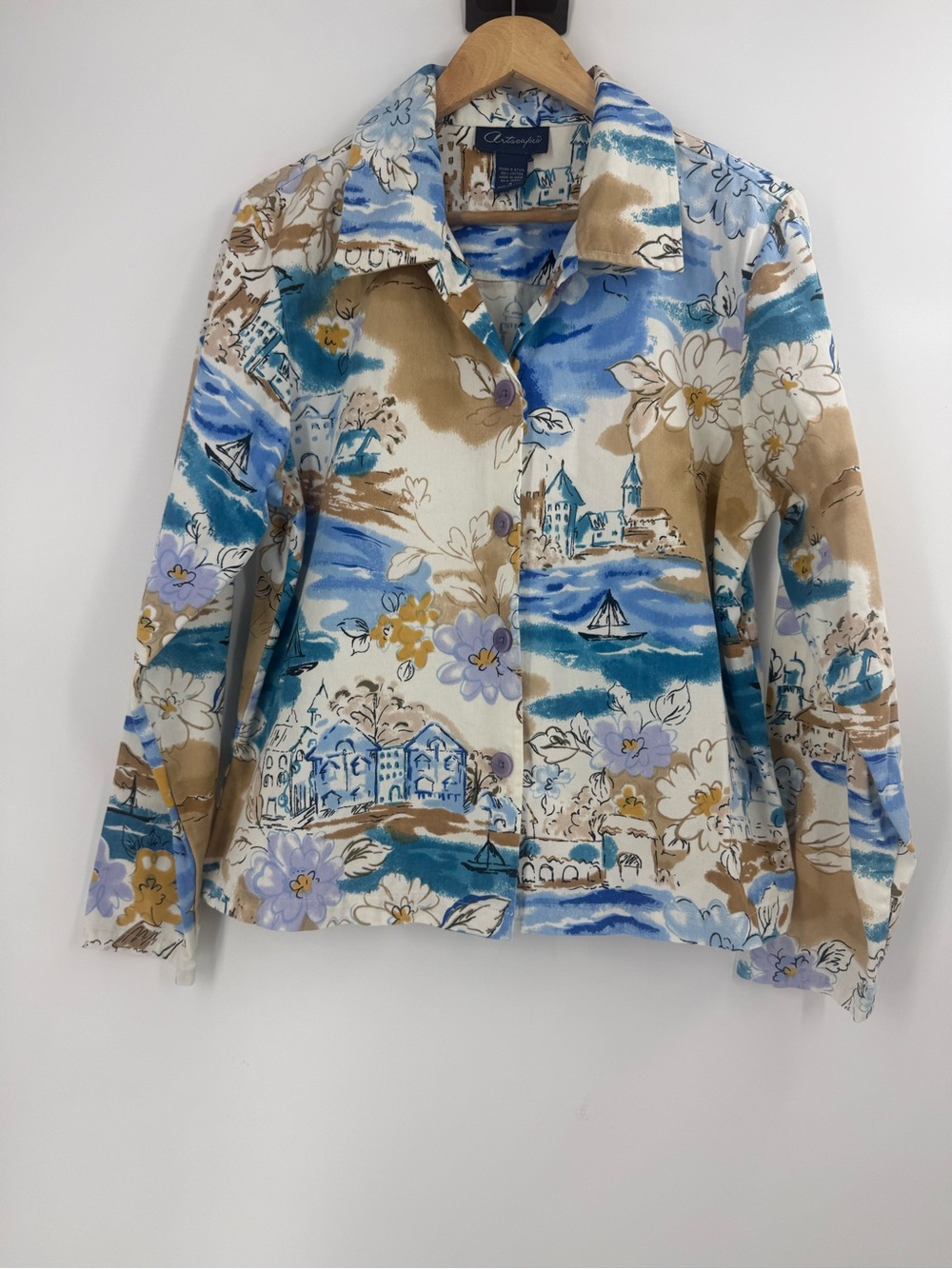 Artscapes Lighthouse Sailboat Cotton medium weight jacket wearable art resort